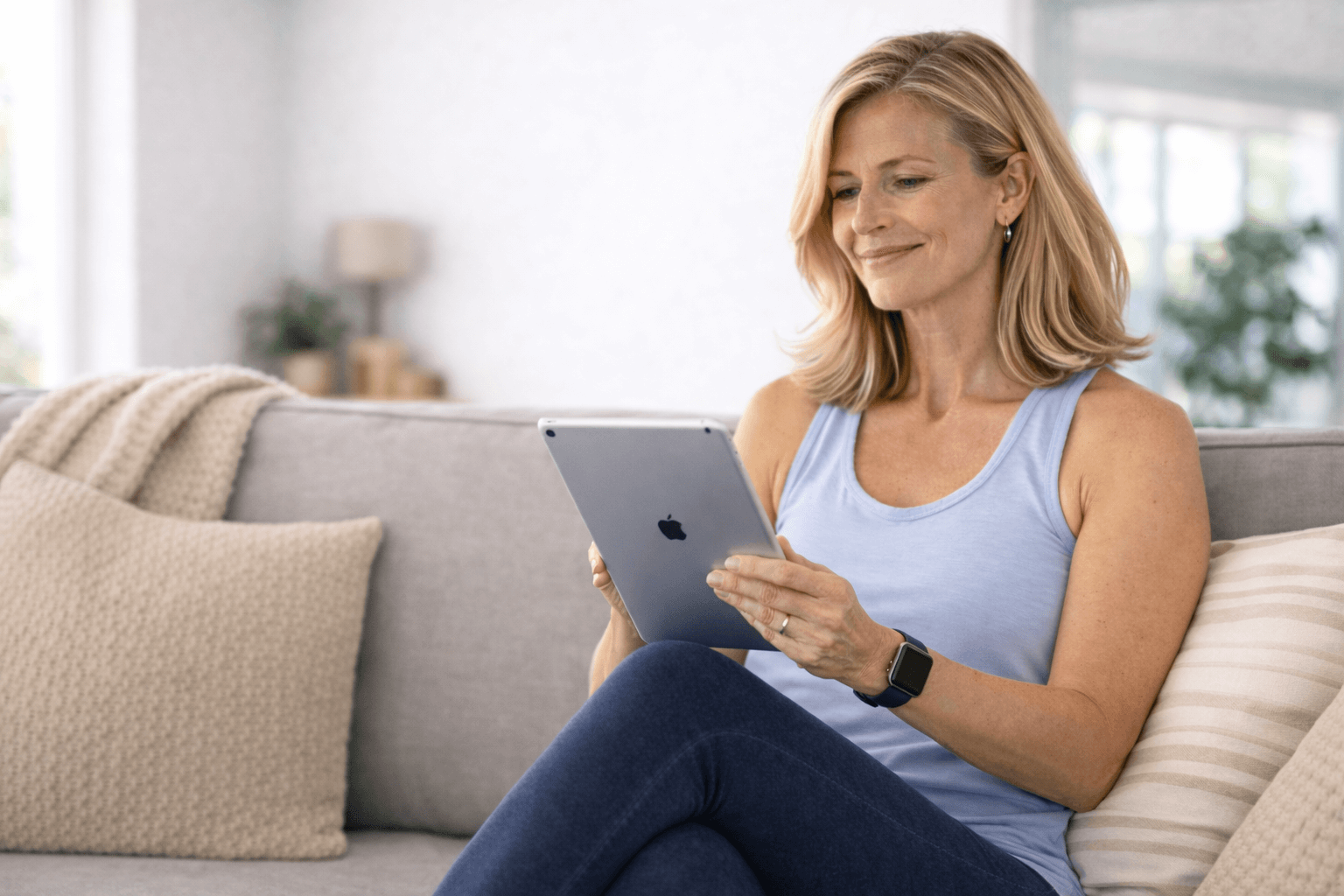 woman reading the free frozen shoulder quick guide from Perth Shoulder Physio