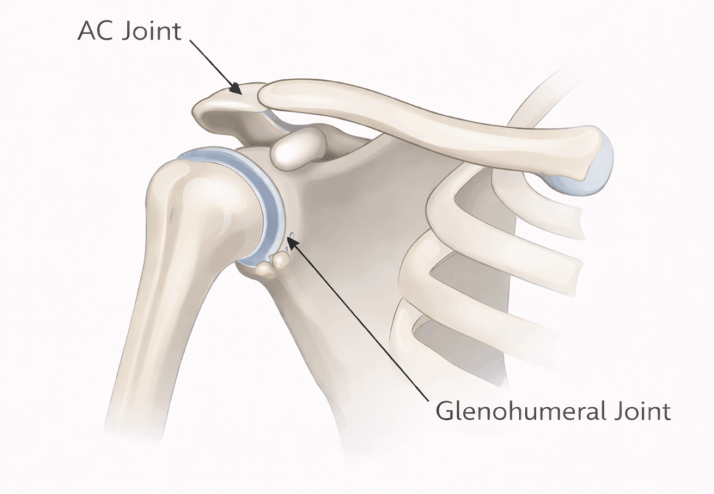 Shoulder arthritis glenohumeral joint anatomy Diagram showing shoulder arthritis with cartilage wear and degeneration of the glenohumeral joint